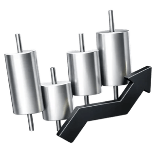 3D-Candlestick-Handelschart-Symbol auf der Blank Wertungsheit-Über-uns-Seite